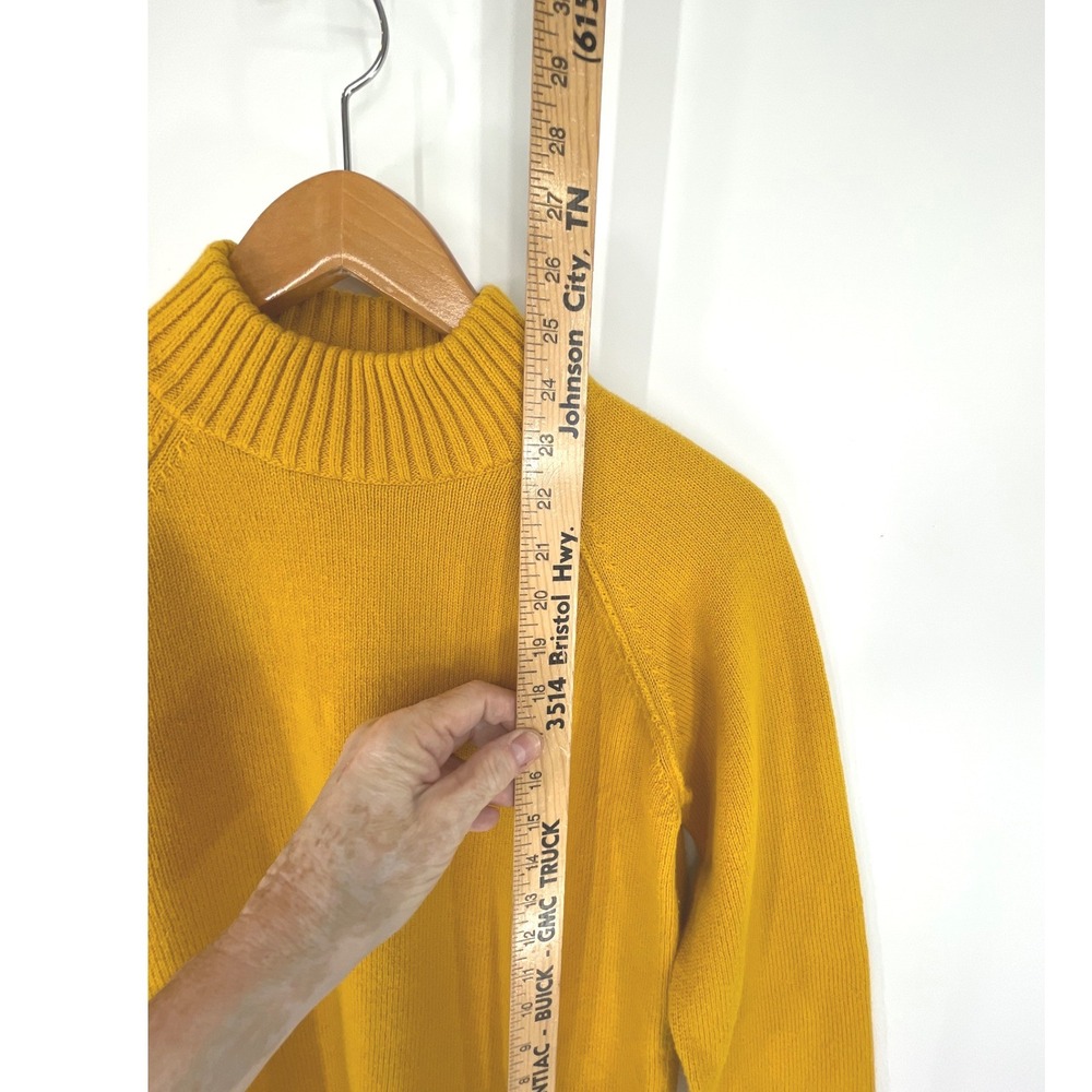 Jeanne Pierre Womens Sweater PM Mock Neck Yellow Cotton Raglan Sleeve Cozy Fall - Picture 4 of 10